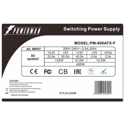 Блок питания POWERMAN  PM-600ATX-F 6125690