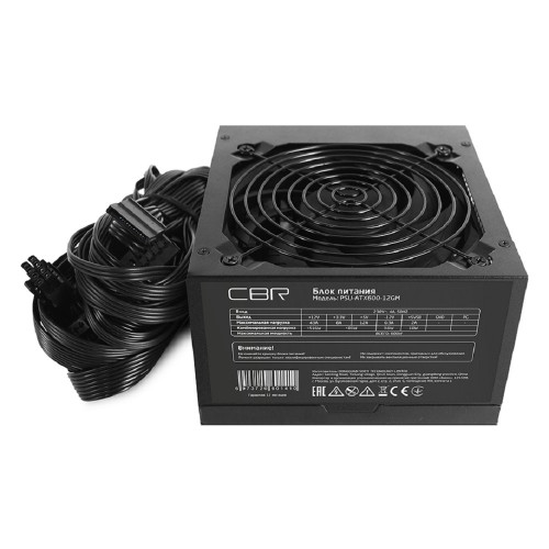 Блок питания CBR ATX 600W 80+ Bronze, DC-DC, APFC, 0.6mm, 24pin, 1*8-pin(4+4P), 2*6+2pin, 6*SATA, 4*IDE, 12cm fan, 1.5м кабель питания, черный PSU-ATX600-12GM BOX