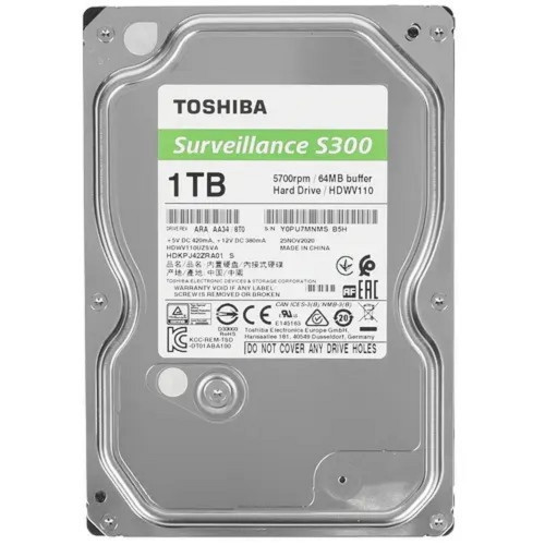 Жесткий диск HDD 1Tb TOSHIBA S300 Surveillance 5400rpm 64Mb SATA3 3,5