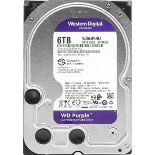 Жесткий диск 6TB WD Purple (WD64PURZ)  Serial ATA III, 5400- rpm, 256Mb, 3.5