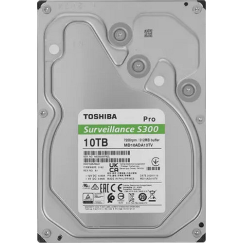 Жесткий диск 10TB Toshiba Surveillance S300 Pro (MD10ADA10TV) SATA 6.0Gb/s, 7200 rpm, 512Mb buffer, 3.5