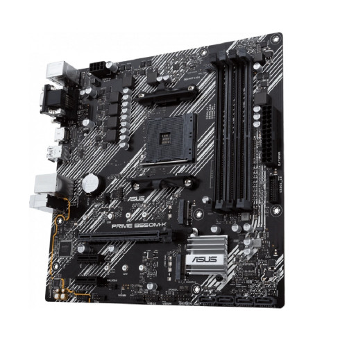 Материнская плата ASUS PRIME B550M-K (Socket AM4, mATX, 4xDDR4(128GB), VGA/DVI/HDMI, 1xPCIe 4.0x16/2xPCIe 3.0, 1xLAN, 4xSATA 6Gb/s, 2xM.2, 6xUSB 3.2, 1xPS/2)