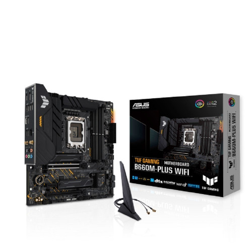 Материнская плата ASUS TUF GAMING B660M-PLUS WIFI (Socket 1700, mATX, 4xDDR5(128GB), DP/HDMI, 1xPCIe 5.0x16/1xPCIe 3.0x16/1xPCIe 4.0, 1xLAN (2.5GbE), 4xSATA 6Gb/s, 2xM.2, 1xType-C, 5xUSB 3.2, 2xUSB 2.0)