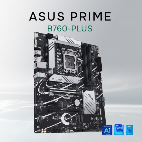 Материнская плата ASUS PRIME B760-PLUS (Socket 1700, ATX, 4xDDR5(192GB), DP/HDMI, 2xPCIe 4.0x16/1xPCIe 4.0, 1xLAN (2.5GbE), 4xSATA 6Gb/s, 3xM.2, 2xUSB 3.2, 4xUSB 2.0, 1xPS/2) 90MB1EF0-M1EAY0