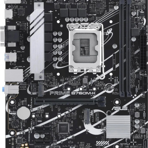 Материнская плата ASUS PRIME B760M-K (Socket 1700, mATX, 2xDDR5(96GB), VGA/HDMI 2.1, 1xPCIe 4.0x16/2xPCIe 4.0, 1xLAN (2.5GbE), 4xSATA 6Gb/s, 2xM.2, 4xUSB 3.2, 2xUSB 2.0, 1xPS/2)