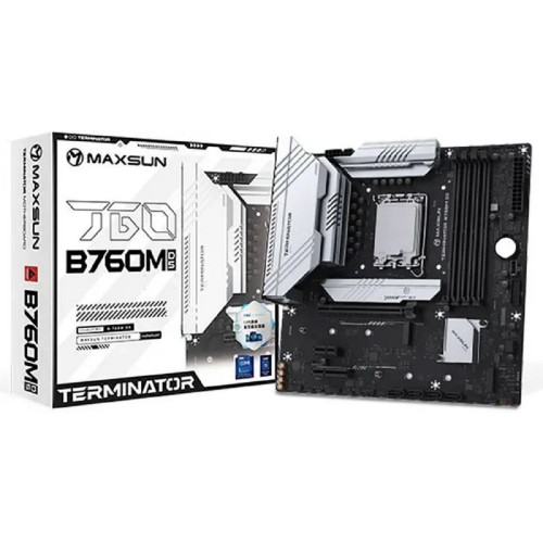 Материнская плата MAXSUN MS-Terminator B760M D5 (Socket 1700, mATX, 4*DDR5, DP/HDMI, 4*SATA3, 3*M.2, 1xPCI-E x16 /1xPCI-E x4, 6*USB 2.0,  2*USB 3.2 Gen1, LAN 1*2.5G, RTL)