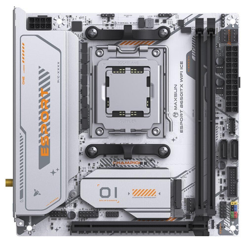 Материнская плата MAXSUN MS-eSport B650ITX WIFI ICE (Socket AM5, mini-ITX, 2*DDR5(96Gb), DP/HDMI,  2*SATA3, 2*M.2,  1*PCIEx16, 4*USB2.0, 2*USB 3.0,  LAN 1*2,5G, Bluetooth5.2,  Wi-Fi 802.11ax, RTL)