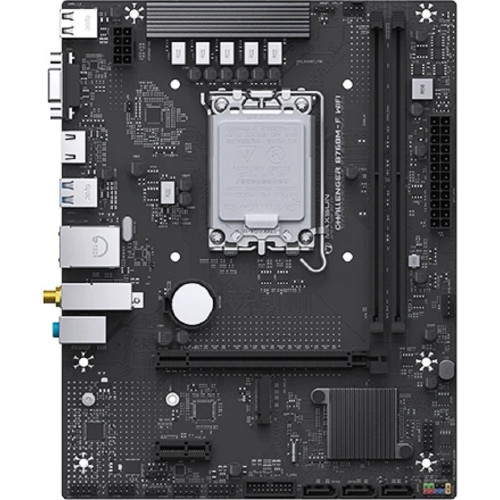 Материнская плата MAXSUN MS-Challenger B760M-F WIFI (Socket 1700, mATX, 2*DDR4(64Gb), VGA/HDMI, 3xSATA3, 1*M.2,1xPCI-E x16/1xPCI-E x1, 2*USB 2.0, 2*USB 3.2 Gen1, LAN 1*1G, Bluetooth, Wi-Fi 802.11ac, RTL)