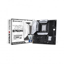 Материнская плата MAXSUN MS-Terminator B760M D5 WIFI 6E (Socket 1700, mATX, 4*DDR5(192Gb), DP/HDMI, 4*SATA3, 3*M.2, 1xPCI-E x16 /1xPCI-E x4/1xPCI-E x1,  6*USB 2.0,  2*USB 3.2 , LAN 1*2.5G, Wi-Fi 6E, BT5.3, RTL)