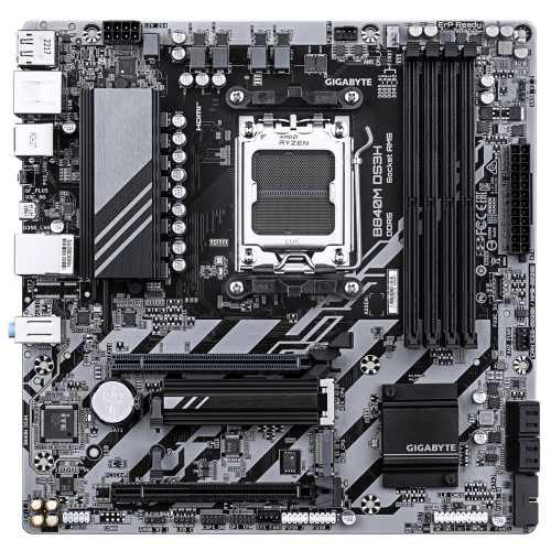 Материнская плата Gigabyte B840M DS3H Socket AM5, AMD B840, 4xDDR5-5200, HDMI+DP+DP, 2xPCI-Ex16, 4xSATA3(RAID 0/1/10), 2xM.2, 8 Ch Audio, 1x2,5GLan, (4+4)xUSB2.0, (2+2)xUSB3.2, (1+1)xUSB Type-C™, 1xPS/2, mATX RTL 