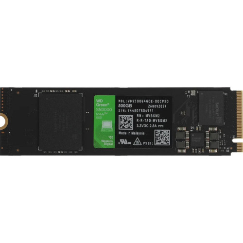 накопитель WD SSD 500GB WD Green SN3000, PCI-E 4.0 x4 M.2 2280, R/W - 5000/4100 MB/s