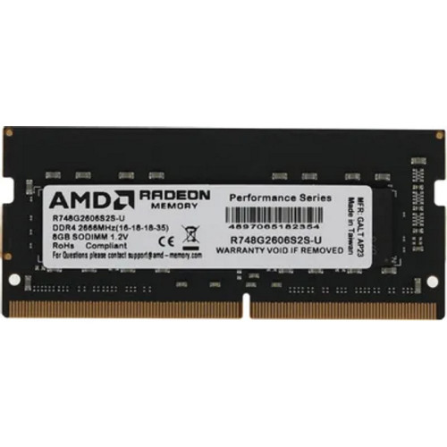 Модуль памяти AMD DDR4 SODIMM 8Gb  PC21300 2666MHz CL16 AMD 1.2V OEM (R748G2606S2S-U)